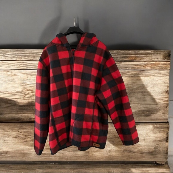 Arsens Men’s XXL Red Buffalo Plaid Faux Fur Hooded Jacket PO# 23473 - Picture 1 of 14
